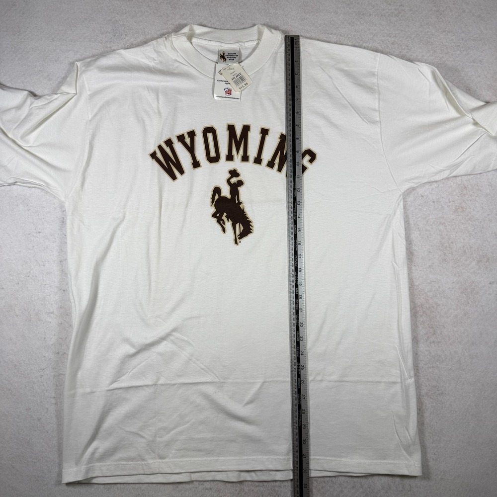 University of Wyoming T-Shirt Mens XXL White Steamboat Cowboy Logo NWT Cotton - Picture 6 of 7